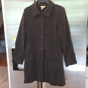100% Wool Charcoal Grey Button Up Coat